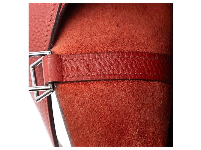 Hermès Picotin Lock 22 in Pelle Clemence Rossa Rosso Bordò - vista 6