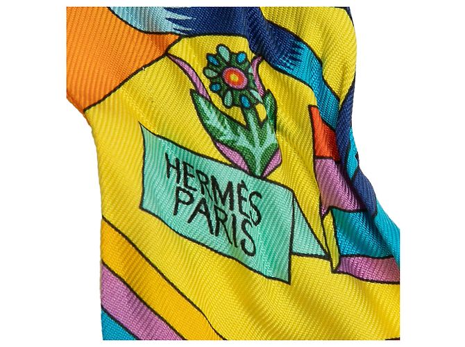 Hermès Arancione La Fonte di Pegaso Sciarpa in Seta Twilly - vista 3