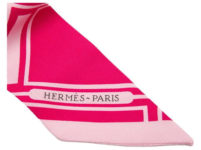 Sciarpa Muffler Hermès Twilly Les Coupes Tattoo Rosa - vista 3