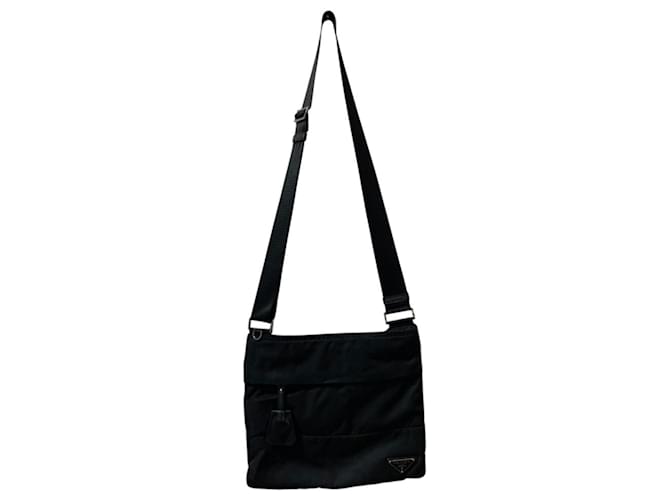 Bolso de hombro con logo triangular Prada Negro - vista 7