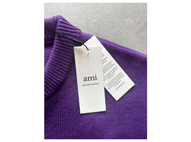 Autre Marque AMI Alexandre Mattiussi lila Pullover mit schwarzem Herzen - Ansicht 4