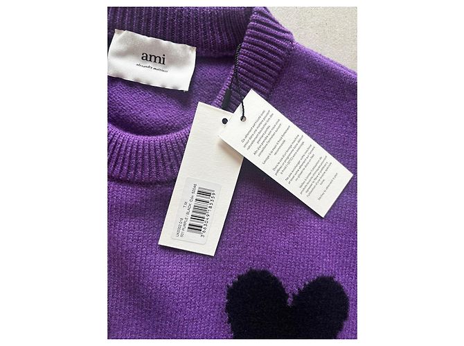 Autre Marque AMI Alexandre Mattiussi lila Pullover mit schwarzem Herzen - Ansicht 5