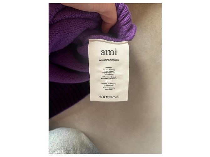 Autre Marque AMI Alexandre Mattiussi lila Pullover mit schwarzem Herzen - Ansicht 6