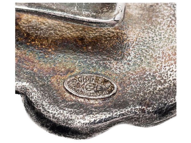 Cinturón de cadena con marca Coco Camelia de strass de Chanel Plata Azul - vista 4