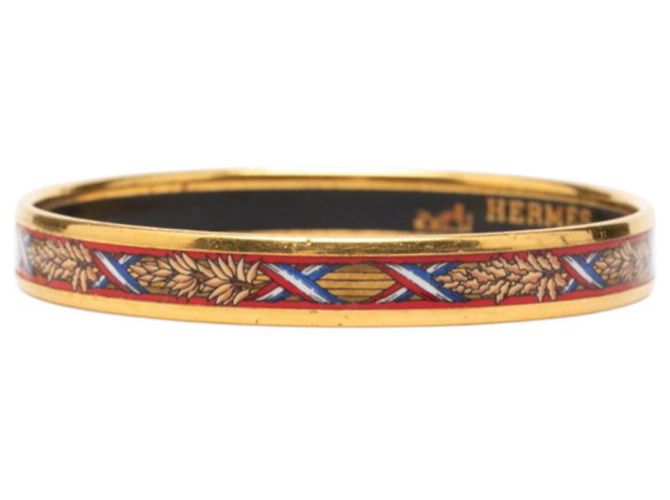 Hermès Brazalete Cloisonné PM Hermes Roja Dorado - vista 2