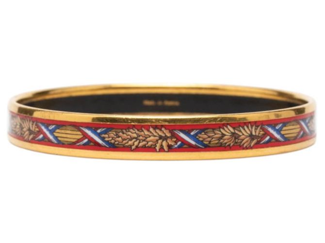 Hermès Brazalete Cloisonné PM Hermes Roja Dorado - vista 3