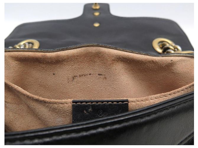 GUCCI MARMONT GG PM 446744 BLACK LEATHER SHOULDER BAG PURSE HAND BAG - view 11