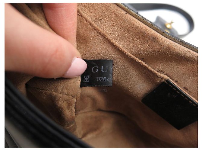 GUCCI MARMONT GG PM 446744 BLACK LEATHER SHOULDER BAG PURSE HAND BAG - view 14