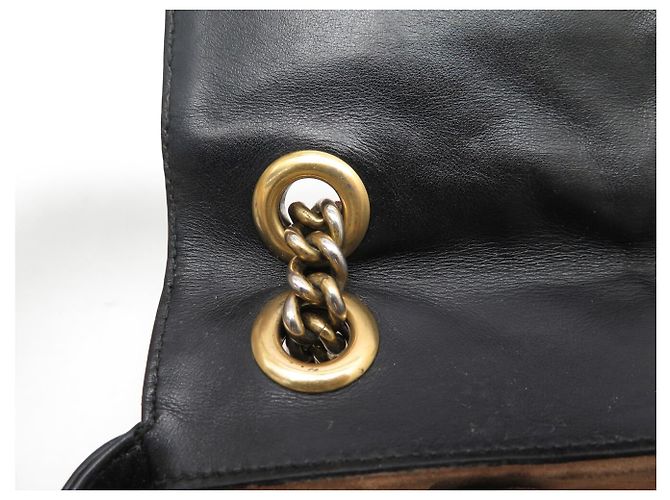 GUCCI MARMONT GG PM 446744 BLACK LEATHER SHOULDER BAG PURSE HAND BAG - view 17