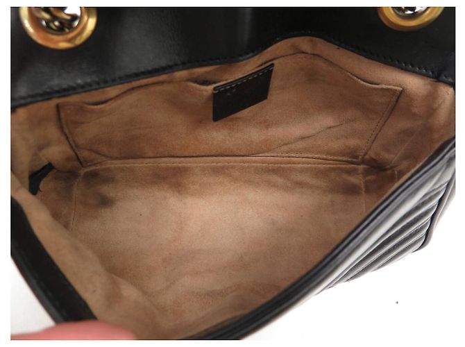 GUCCI MARMONT GG PM 446744 BLACK LEATHER SHOULDER BAG PURSE HAND BAG - view 8