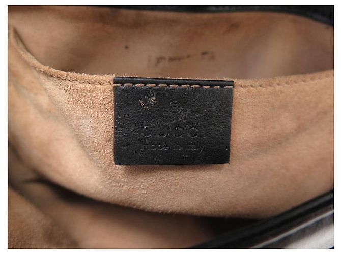 GUCCI MARMONT GG PM 446744 BLACK LEATHER SHOULDER BAG PURSE HAND BAG - view 9
