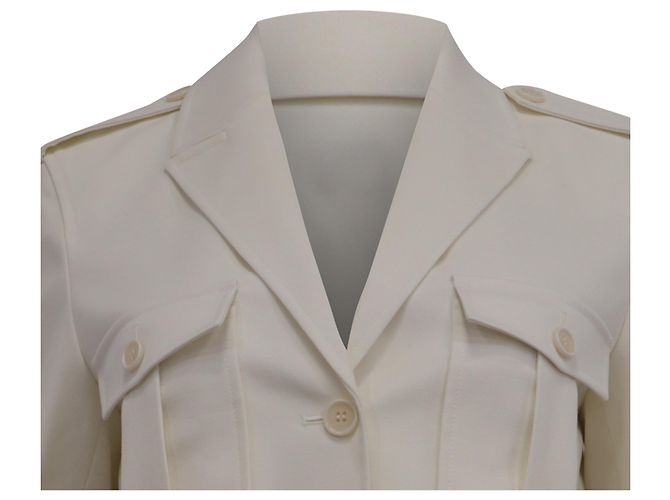 Theory Button-Down Cropped Jacket in White Wool  Cream - view 2