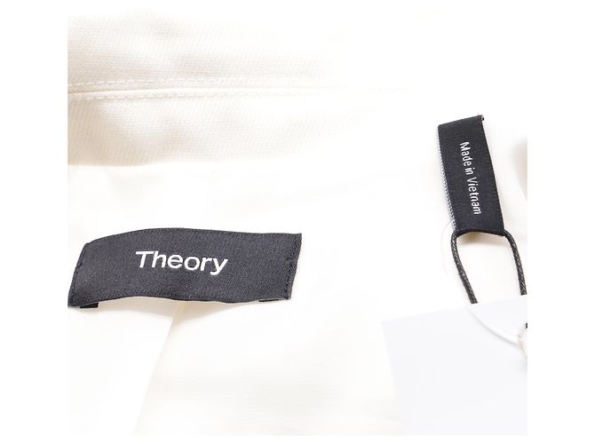 Theory Button-Down Cropped Jacket in White Wool  Cream - view 5
