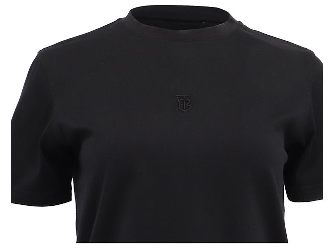 Camiseta negra de algodón con logo bordado de Burberry Negro - vista 2