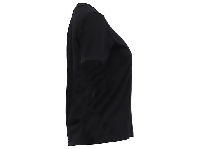 Camiseta negra de algodón con logo bordado de Burberry Negro - vista 3