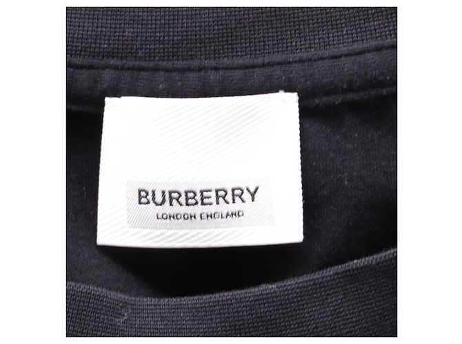 Camiseta negra de algodón con logo bordado de Burberry Negro - vista 5