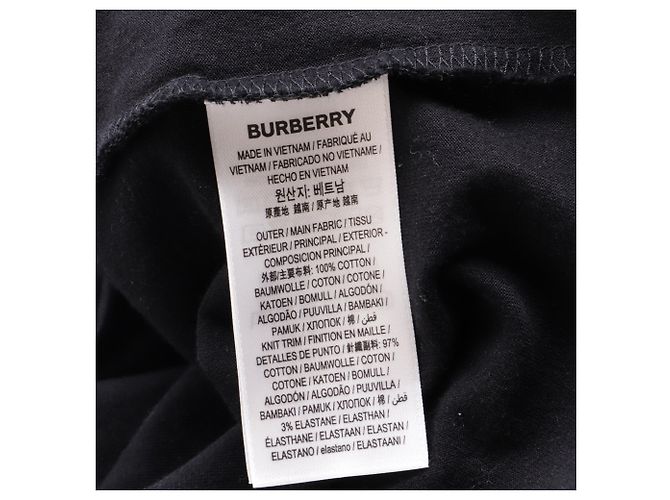 Camiseta negra de algodón con logo bordado de Burberry Negro - vista 6
