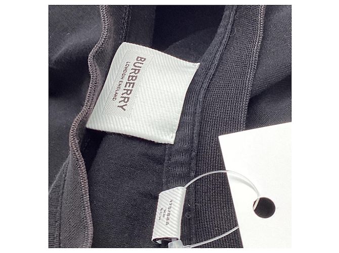 Camiseta negra de algodón con logo bordado de Burberry Negro - vista 7