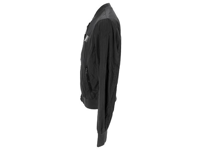 Chaqueta bomber con cremallera en poliamida negra con logo de Dolce & Gabbana Negro - vista 2