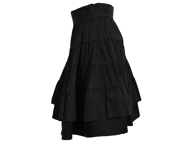 Falda Mini con Volantes Sandro en Algodón Negro - vista 2