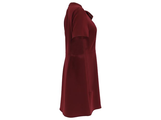 Theory Abito Mini con Collo a Fiocco in Triacetato Borgogna Rosso Bordò - vista 3