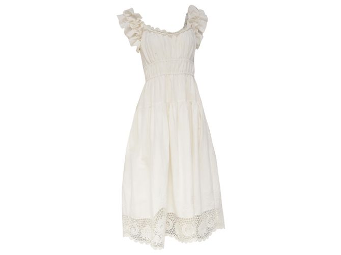 Vestido Midi Leona en Lino Blanco Ulla Johnson Crudo - vista 2