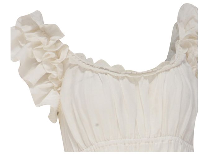 Vestido Midi Leona en Lino Blanco Ulla Johnson Crudo - vista 3