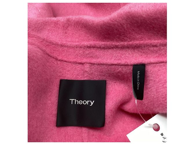 Abrigo de doble botonadura en lana rosa Theory - vista 6
