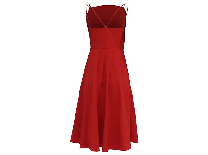 Vestido midi de cuello cuadrado en algodón rojo Theory Roja - vista 4