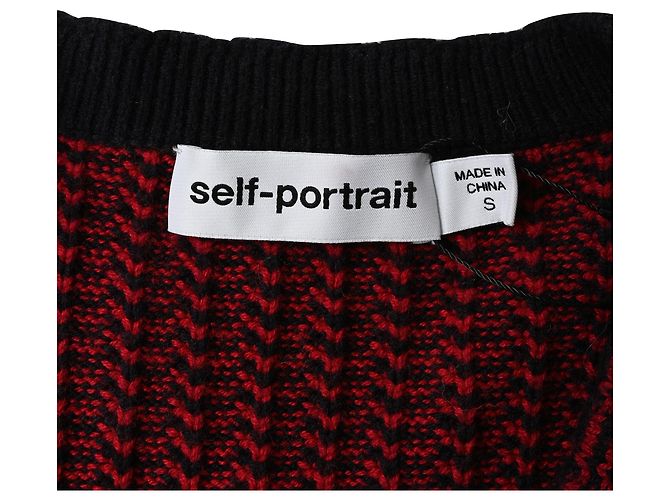 Self portrait Kurzer Cardigan von Self-Portrait aus roter Wolle - Ansicht 4
