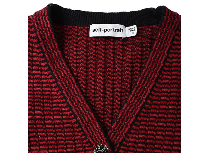 Self portrait Kurzer Cardigan von Self-Portrait aus roter Wolle - Ansicht 5