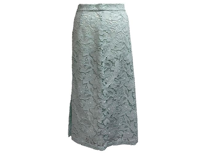 Falda midi de poliéster verde menta con detalles de encaje Zimmermann - vista 3
