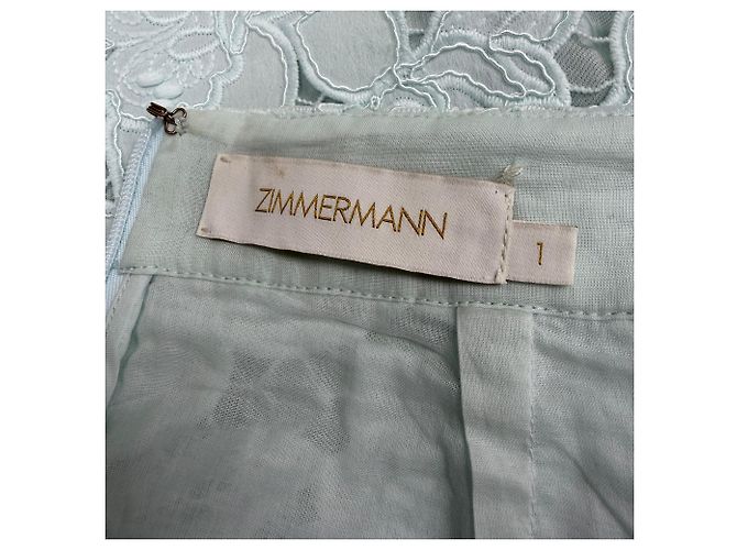 Falda midi de poliéster verde menta con detalles de encaje Zimmermann - vista 4