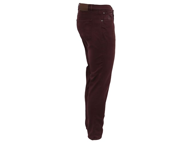 Burgunderfarbene Low-Rise Skinny Jeans aus Baumwolle von Brunello Cucinelli Rot Bordeaux - Ansicht 2