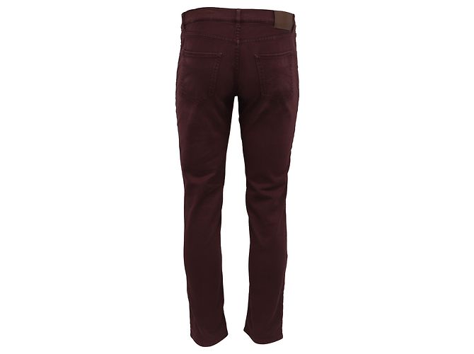 Burgunderfarbene Low-Rise Skinny Jeans aus Baumwolle von Brunello Cucinelli Rot Bordeaux - Ansicht 3