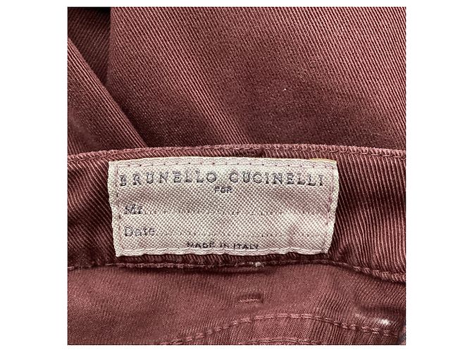 Burgunderfarbene Low-Rise Skinny Jeans aus Baumwolle von Brunello Cucinelli Rot Bordeaux - Ansicht 6