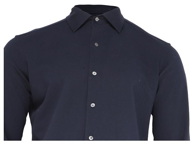 Ermenegildo Zegna Camicia a maniche lunghe con bottoni Zegna in cotone blu navy - vista 2