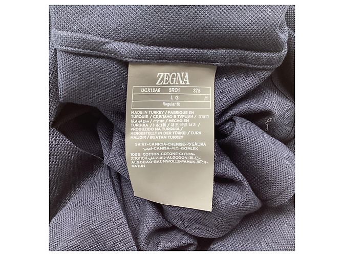Ermenegildo Zegna Camicia a maniche lunghe con bottoni Zegna in cotone blu navy - vista 6