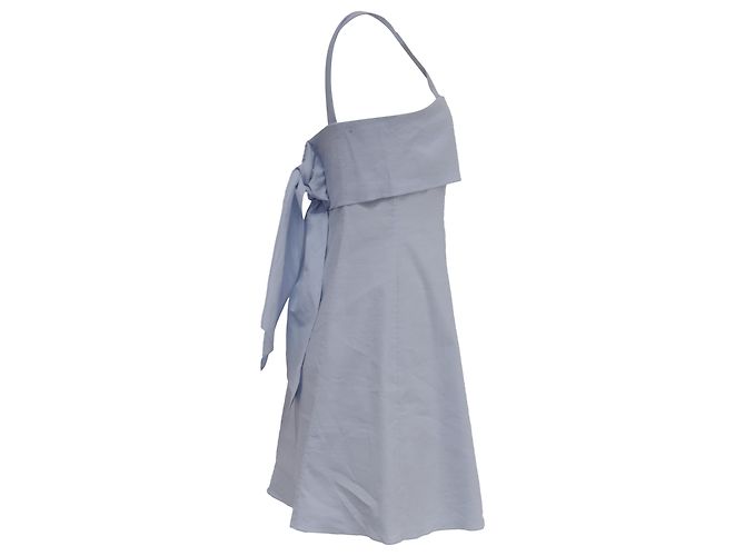 Theory Vestido Mini A-Line con Espalda Drapada en Lino Azul Claro - vista 3