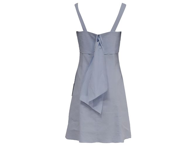 Theory Vestido Mini A-Line con Espalda Drapada en Lino Azul Claro - vista 4
