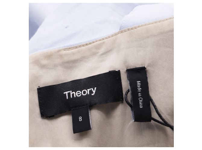 Theory Vestido Mini A-Line con Espalda Drapada en Lino Azul Claro - vista 5