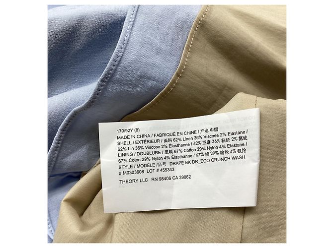 Theory Vestido Mini A-Line con Espalda Drapada en Lino Azul Claro - vista 7