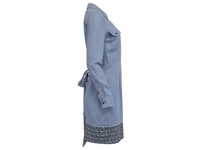 Vestido envolvente de chambray con cuello Savion de Diane von Furstenberg en rayón azul claro - vista 3