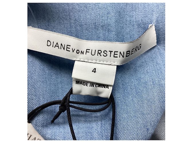 Vestido envolvente de chambray con cuello Savion de Diane von Furstenberg en rayón azul claro - vista 6