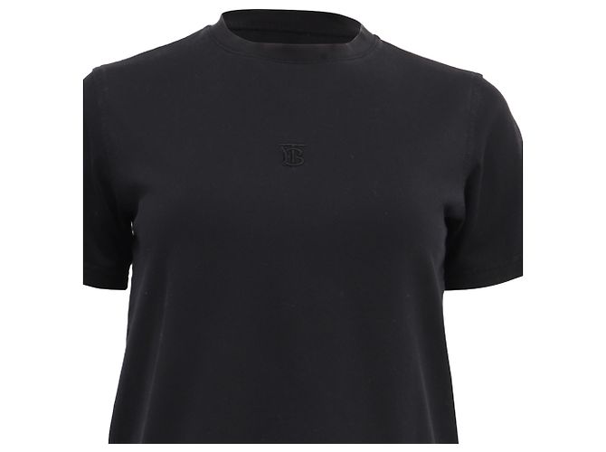 Camiseta de algodón negro con logo bordado de Burberry - vista 2