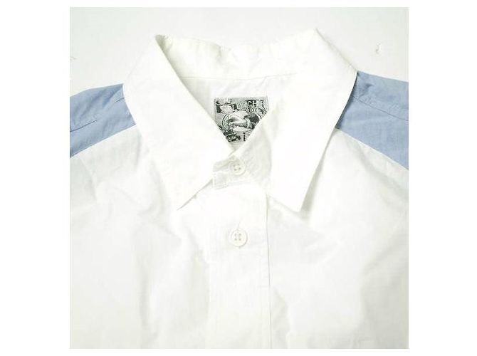Autre Marque Camisa de algodão com gradiente de manchas de tinta Branco Azul - vista 4