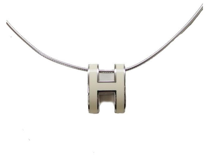 Hermès Collar de cadena plateada Hermes Pop H Plata Blanco - vista 2