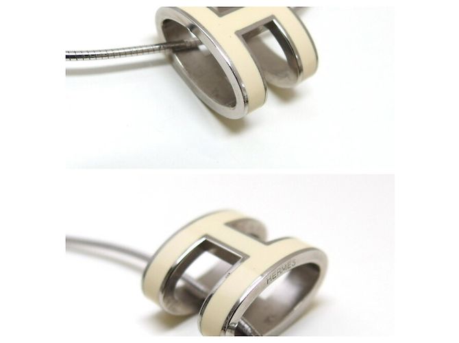 Hermès Collar de cadena plateada Hermes Pop H Plata Blanco - vista 5