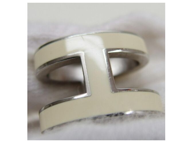Hermès Collar de cadena plateada Hermes Pop H Plata Blanco - vista 8