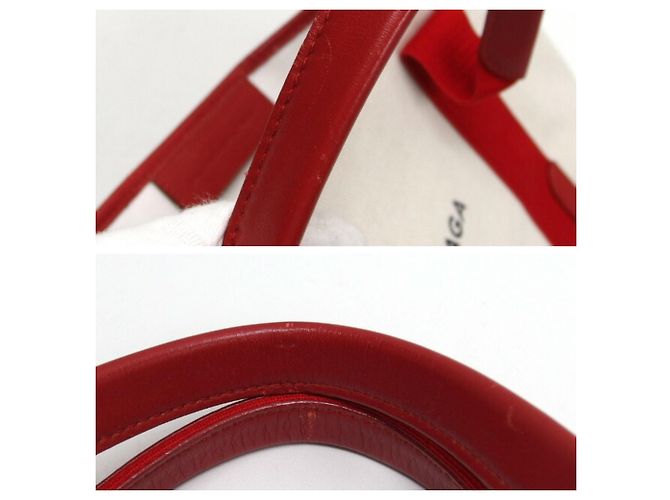 Borsa Tote Cabas S Navy di Balenciaga Bianco Rosso - vista 10